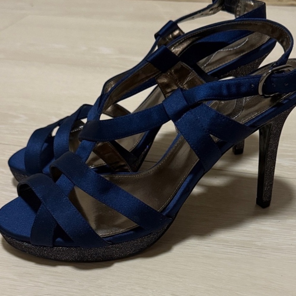 Nina Midnight Blue with Glitter Strappy Heels